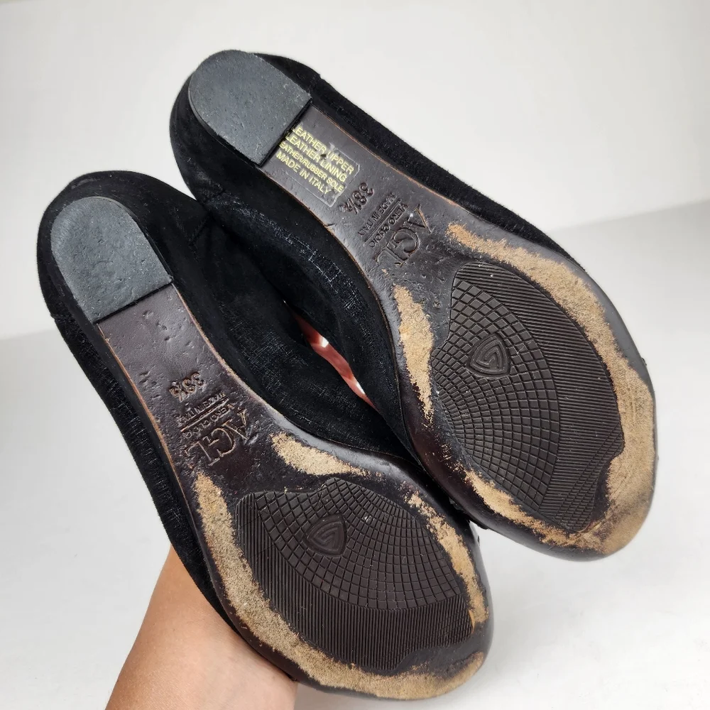 AGL Attilio Giusti Leomaran Monica Snake Cap Toe Leather Ballet Flats Italy